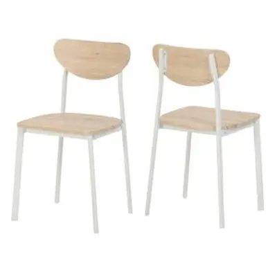 Riley Chair Light Oak Effect Veneer With White Metal Legs