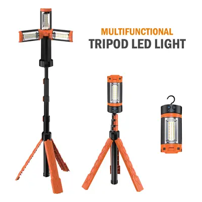 Rechargeable LED Work Light Tripod Stand Camp Work Site Cordless Emergency Light