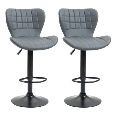 HOMCOM Bar Stools Set of Adjustable Height Swivel Bar Chairs, Grey