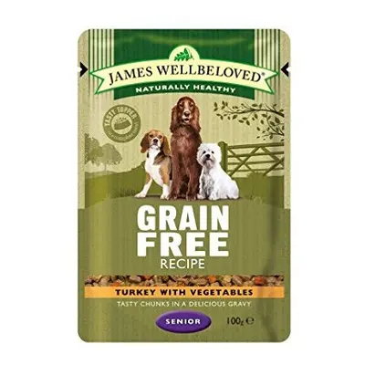 James Wellbeloved Turkey Grain Free Pouch for Senior Dog, g, Pack of