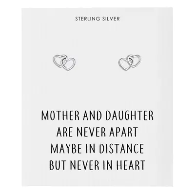 Sterling Silver Mother and Daughter Quote Heart Link Earrings