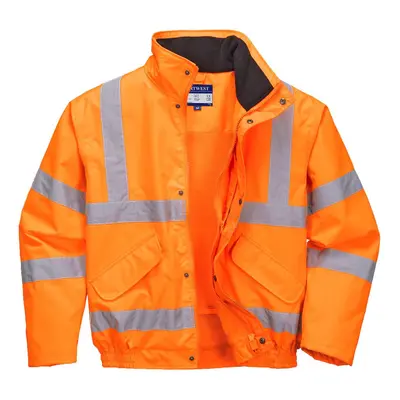 (S, Orange) Portwest Mens Rain Hi-Vis Breathable Safety Bomber Jacket