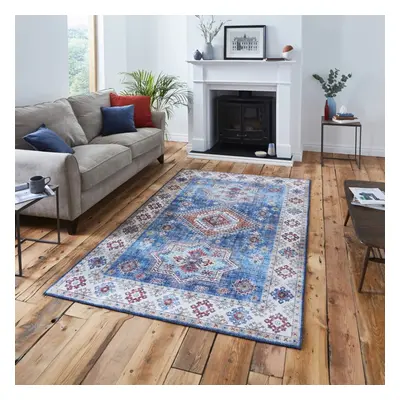 (120x170cm) Topaz G4705 Rugs in Dark Blue High Dense Soft Distressed Mats