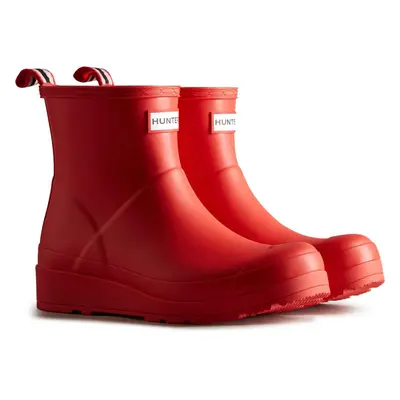 (Red, (Adults')) Hunter Play Short Rubber Women's Logo Red Wellington Boots