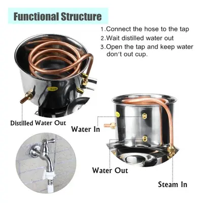 10l Distiller Moonshine Alcohol Stainless Copper Diy Home Water Wine Essential Oil Brewing Kit