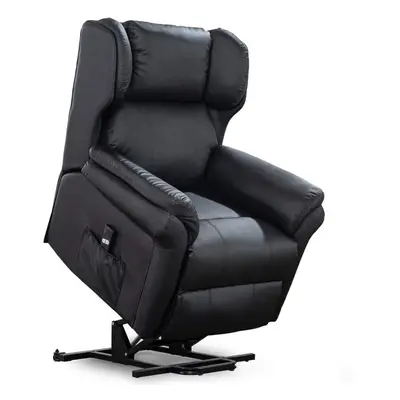 (Black) Oakford Electric Rise Recliner Bonded Leather Armchair Lounge Mobility Chair