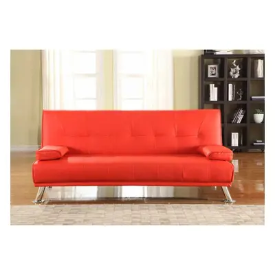 (Red) Comfy Living Cairns Italian-Style Faux Leather Sofa Bed