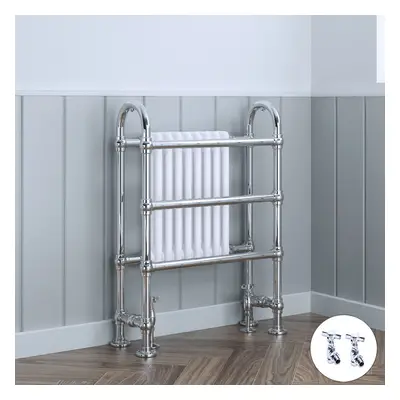 Salzburg Traditional Victorian x 674mm Chrome & White Towel Rail Radiator with Valves