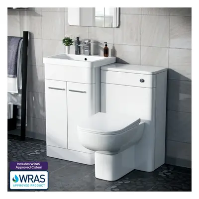 Afern 500mm Vanity Basin Unit, WC Unit & Debra Back To Wall Toilet White