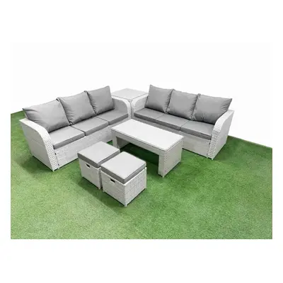 Fimous Outdoor Garden Furniture Sets Seater Wicker Rattan Furniture Sofa Sets with Oblong Coffee