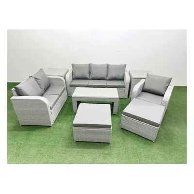 Fimous Patio PE Wicker Seater Outdoor Rattan Furniture Sofa Sets with Reclining Chair Loveseat S