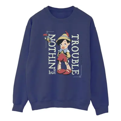 (XXL, Navy Blue) Disney Womens/Ladies Pinocchio Nothing But Trouble Sweatshirt