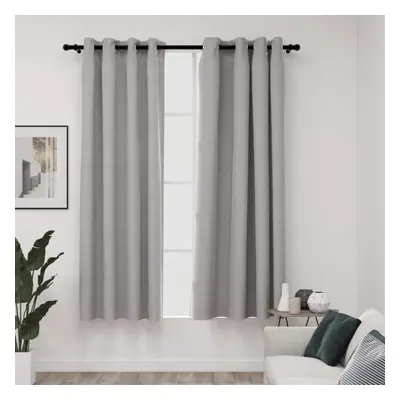 vidaXL Linen-Look Blackout Curtains with Grommets 2pcs Grey 140x175cm