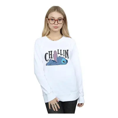 (L, White) Disney Womens/Ladies Lilo And Stitch Chillin Sweatshirt