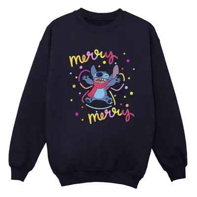 (L, Navy Blue) Disney Womens/Ladies Lilo & Stitch Merry Rainbow Sweatshirt