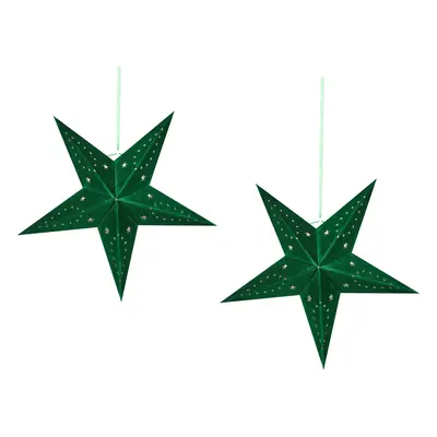 Set of Hanging Decorations Star MOTTI Paper Emerald Green cm