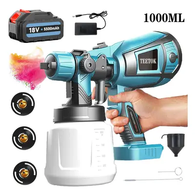 Cordless High Pressure Spray Gun Airless Paint Sprayer+5.5A Battery+Charger-Makita Compatible