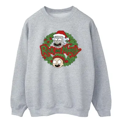 (XXL, Sports Grey) Rick And Morty Mens Christmas Wreath Sweatshirt