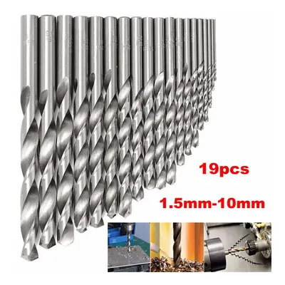 19pcs 1.5mm to 10mm HSS Twist Drill Bit Set