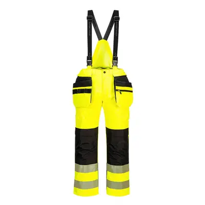 (34R, Yellow/Black) Portwest Mens PW3 Waterproof Hi-Vis Bib And Brace Trouser