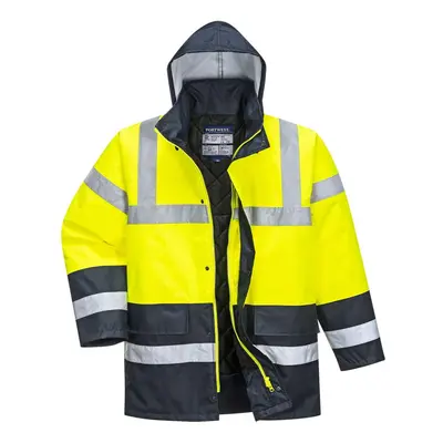 (XL, Yellow) Portwest Mens Contrast Hi-Vis Winter Traffic Jacket