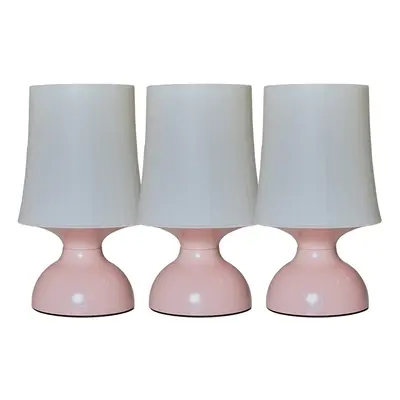 Set of Wireless Outdoor Garden Portable Battery Operated LED Pink Touch Table Lamps with a White