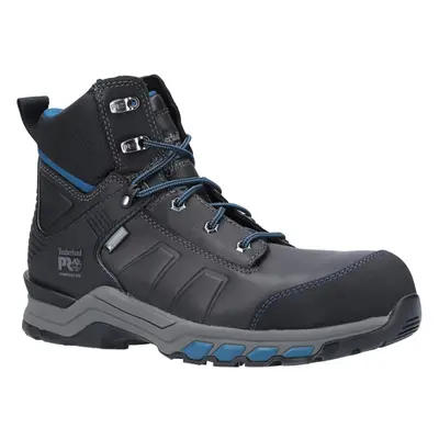 (Black, 10.5 (Adults')) Timberland Pro Hypercharge Work Leather Black/Teal Safety Boots