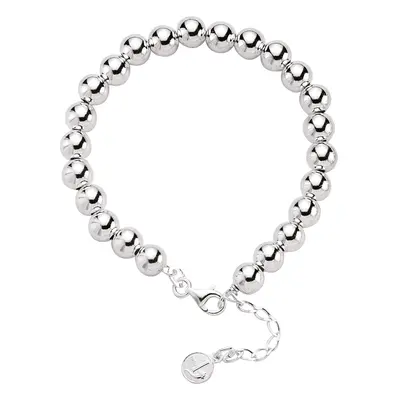 Jewelco London Ladies Sterling Silver Polished Ball Bead Bracelet 9mm 7.5 inch - BRC1