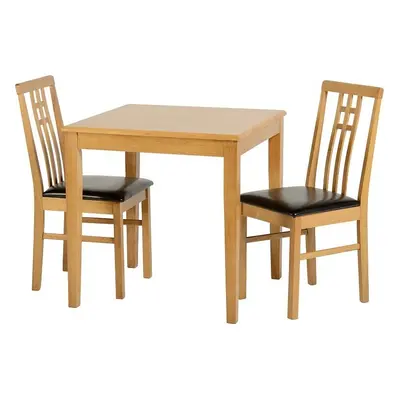 Seconique Vienna Seater Compact Dining Set - Medium Oak & Brown Faux Leather