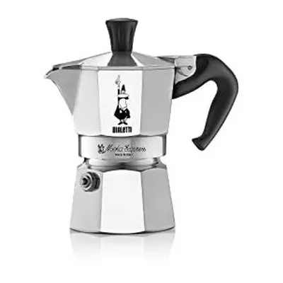 Bialetti Moka Express Aluminium Stovetop Coffee Maker (2 Cup), 8x11x11 cm, Silver