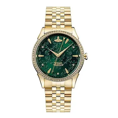 Vivienne Westwood Ladies Wallace Gold Plated Green Jacquard Dial Bracelet Watch VV208GDGD