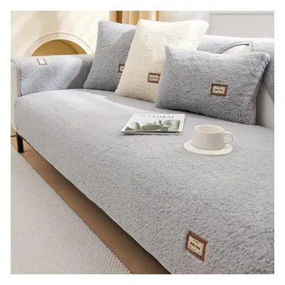 (grey, 110x210cm 1pc) 1pc Soft Plush Quilted Sofa Towel Winter Warm Thicken Non-slip Sofa Cover 