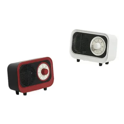 (Red, EU) Retro Style Electric Space Heater - Mini Indoor Fan, Quiet Ceramic Heating, Overheat P