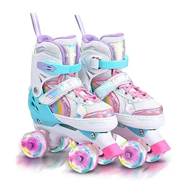 OLYSPM Roller skates kids Roller boots,8 Light up Wheels and Sizes Adjustable,Quad skates with s