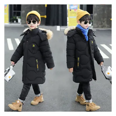 (Black, Years) Boys Hooded Kids Coat Jacket Parka Winter Outwear