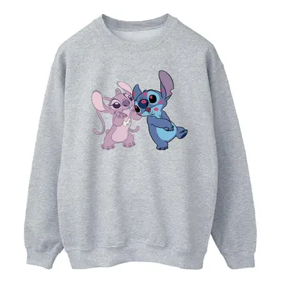 (M, Sports Grey) Disney Mens Lilo & Stitch Kisses Sweatshirt