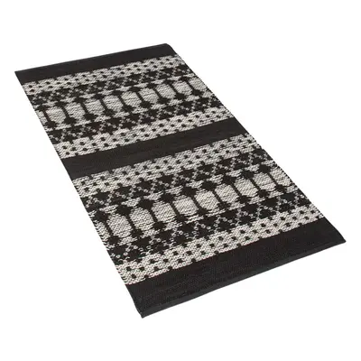 Leather Area Rug x cm Black with Beige SOKUN