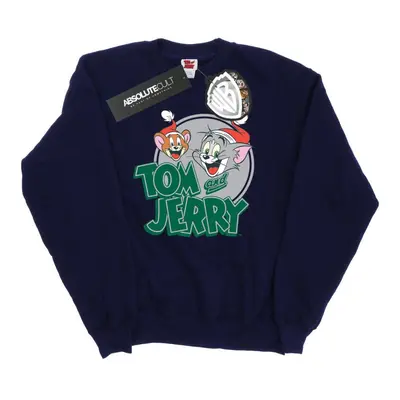 (S, Navy Blue) Tom And Jerry Womens/Ladies Christmas Greetings Sweatshirt