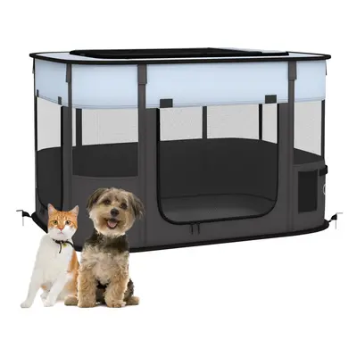 PawHut Portable Dog Pen for Puppies, Rabbits, Kittens, Guinea Pigs - Grey