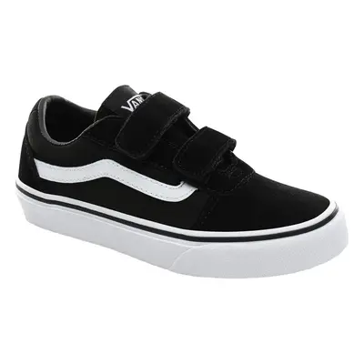 (3.5 UK, Black) Vans Kids Boys Ward V Hook & Loop Suede Canvas Trainers Sneakers Shoes