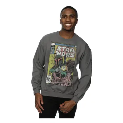 (S, Charcoal) Star Wars Mens Boba Fett Comic Sweatshirt