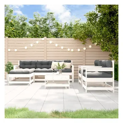 vidaXL Garden Lounge Set Outdoor Modular Sofa Piece White Solid Wood Pine