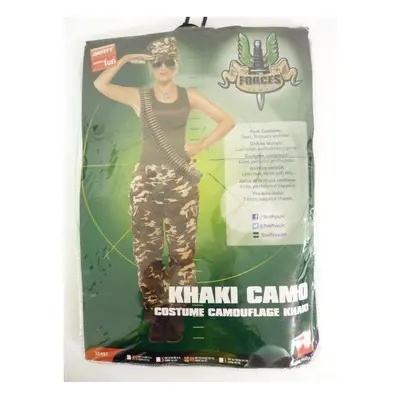 Khaki Camo Deluxe Costume, Female, Khaki Green, Includes Vest And Trousers - costume army khaki 