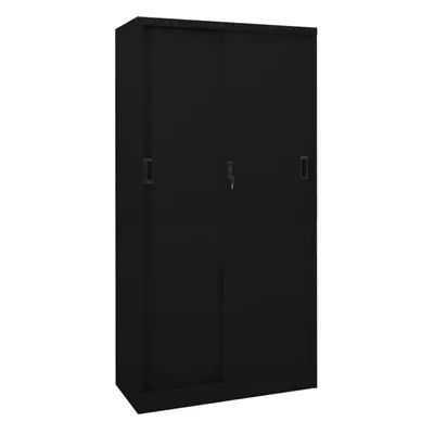 vidaXL Office Cabinet with Sliding Door Black Steel Filing Storage Cabinet