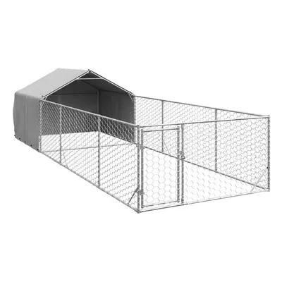 vidaXL Outdoor Dog Kennel with Run 6x2x1.5 m Galvanised Steel outdoor dog cage