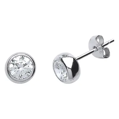 Jewelco London Ladies Sterling Silver Cubic Zirconia Donut Stud Earrings - GVE491