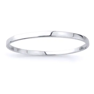 Jewelco London Ladies 9ct White Gold Rectangular Tubing Bangle Bracelet - 4mm - BNNR02370