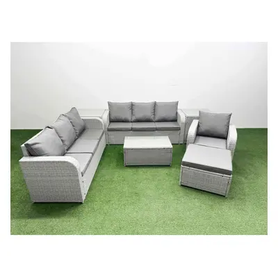 Fimous Seater Poly Rattan Outdoor Garden Furniture Sofa Set Patio Seater Sofa Reclining Chair Se