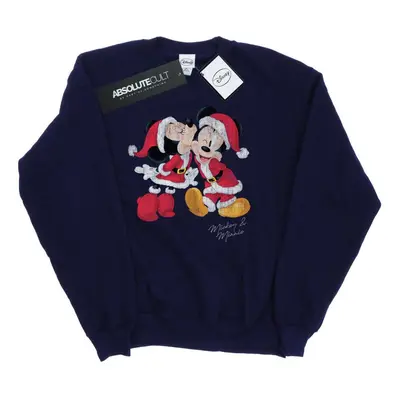 (XL, Navy Blue) Disney Womens/Ladies Mickey And Minnie Christmas Kiss Sweatshirt