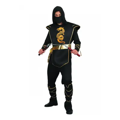 Men's black and gold ninja costume